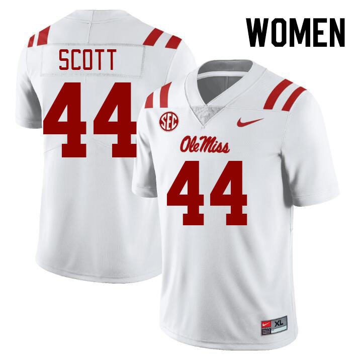 Women #44 Ali Scott Ole Miss Rebels College Football Jerseyes Stitched Sale-White